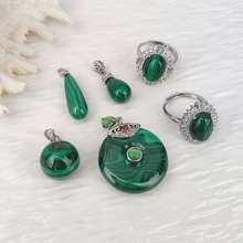 新品天然孔雀石吊坠 平平安安水晶挂坠礼物孔雀石手饰批发