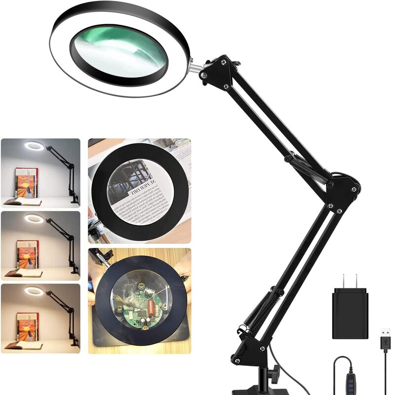 Cross-Border Led 25-Arm Long Folding Desk Lamp for Welding Repair, Embroidery Magnifying Glass Desk Lamp, Desktop Clip-On Eye Protection Reading