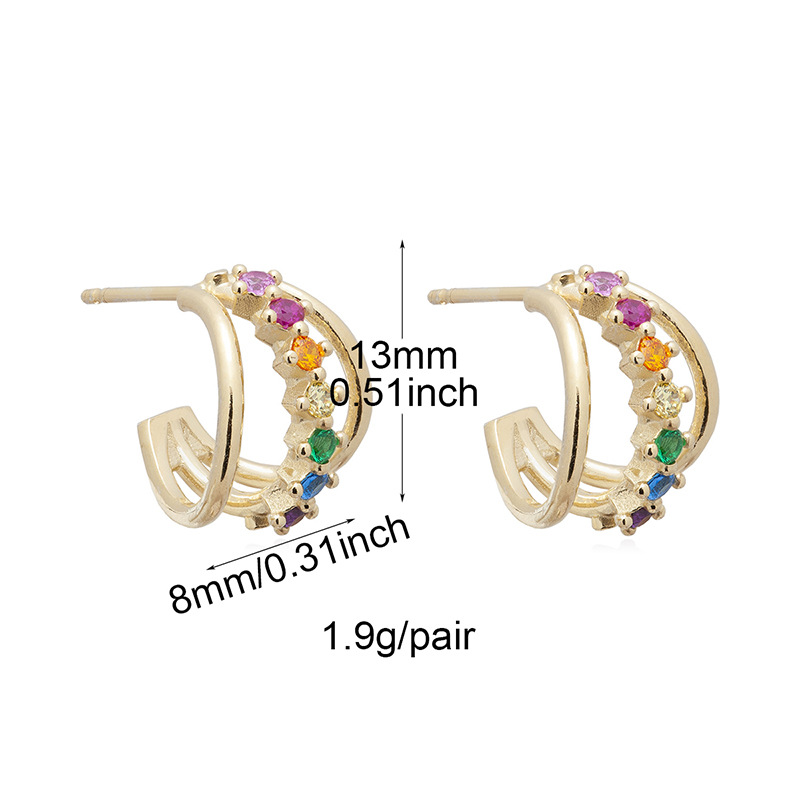 3g Weight Copper Ear Needle Material Zircon Inlay Material Ear Studs Classification 1 Pair Quantity Holiday, Daily Occasion Copper Material Solid Color Pattern Women's Gender Inlay Design Simple Style, Classic Style Style 1 Pair Simple Style Classic Style Solid Color Inlay Copper Zircon Ear Studs 3