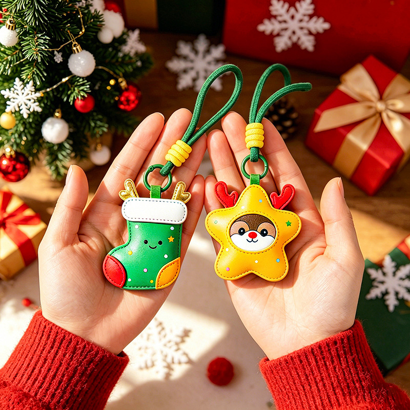 Eight Gates Insect Society Christmas Tree Peace Fruit Reindeer Star Leather Keychain Pendant Decoration Bag Charm