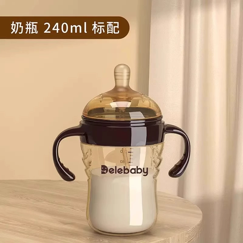 Anti-colic children's feeding bottle, straw