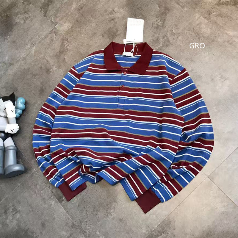 Cha Jung-Won Style Miu Striped Polo Shirt Korean Turn-Down Collar Long-Sleeve Yarn-Dyed High-Quality Leather Gro Cross-Border Shipping Cha Jung-Won Style Miu Striped Polo Shirt Korean Turn-Down Collar Long-Sleeve Yarn-Dyed High-Quality Leather Gro Cross-Border Shipping