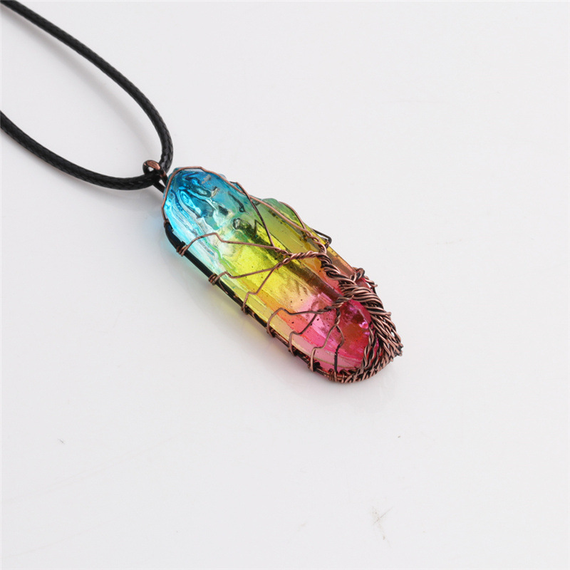 Fashion Color Crystal Pendant Stone Necklace display picture 5