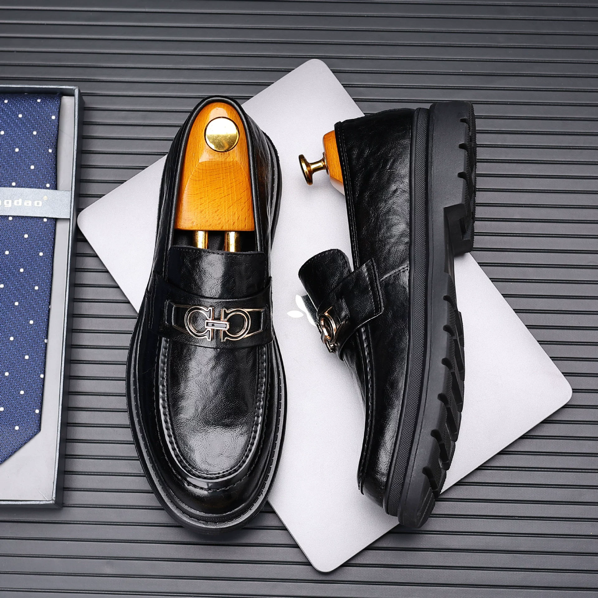 Мужские туфли с низким верхом Lefu ленивые туфли с круглой головой