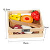 Wooden fruit realistic interactive family toy for cutting with velcro