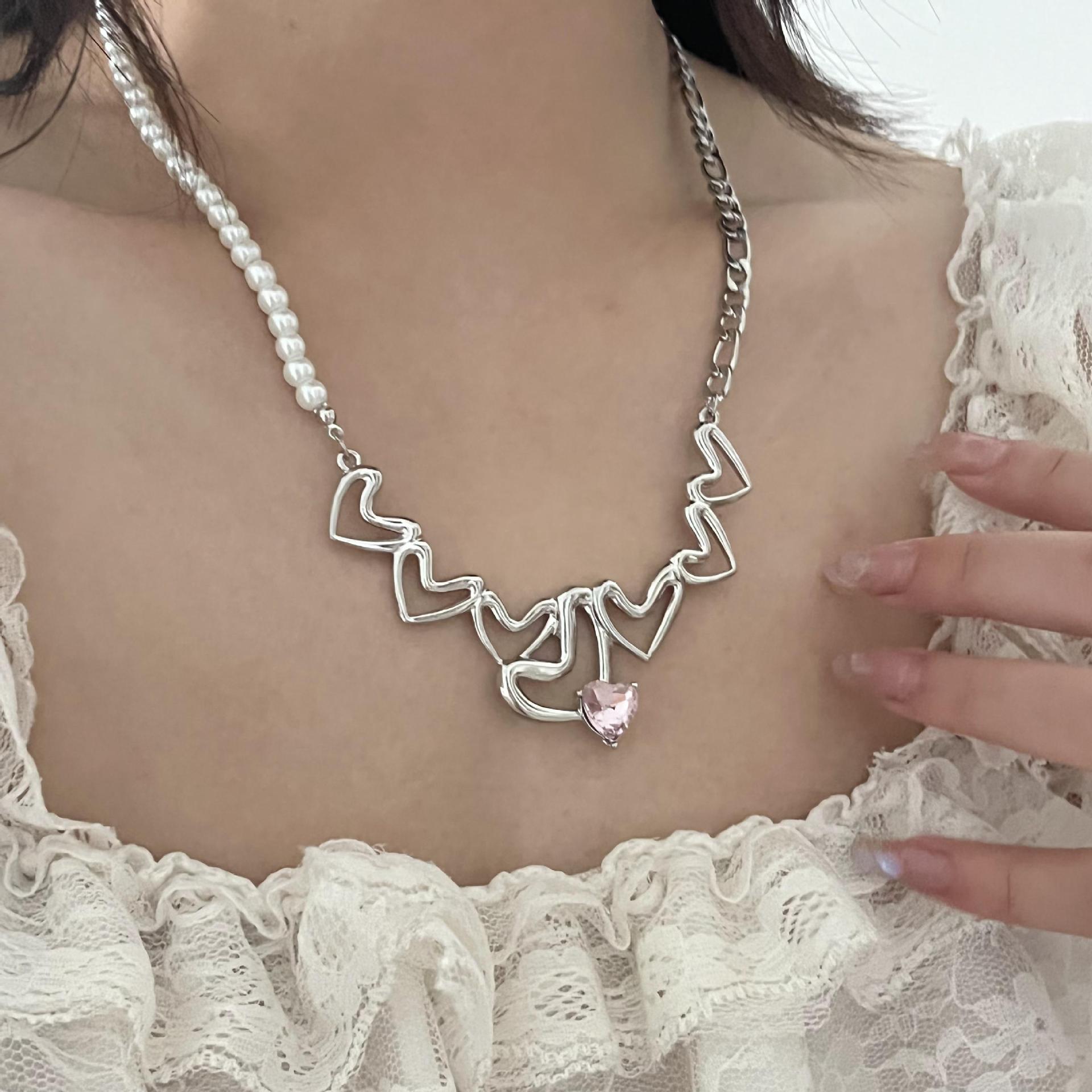 Fashion Heart Shape Alloy Inlay Rhinestones Womenu0027S Pendant Necklace