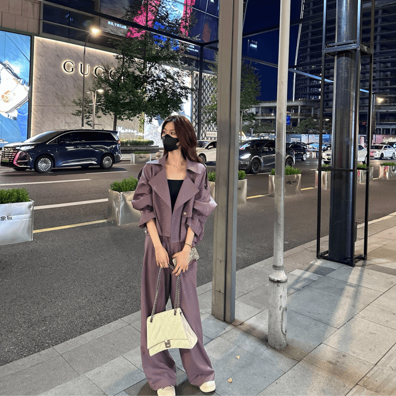 秋季时尚套装女2025新款韩系感上衣显瘦气质阔腿裤休闲两件套|undefined