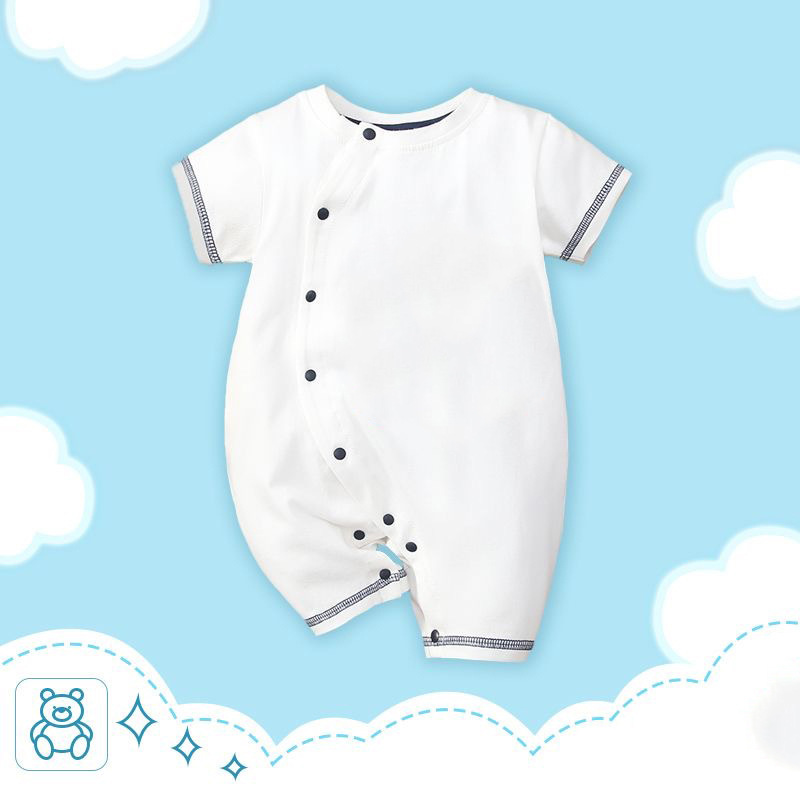 Mono de bebé, ropa fina de verano para gatear de algodón puro para recién nacidos de manga corta, ropa de exterior para bebés_voghion.com