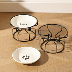 ペットの陶磁器の碗の北欧の猫の碗の高い足の陶磁器の猫の食糧の碗の間食の缶詰の皿は頚椎病を防ぎます。