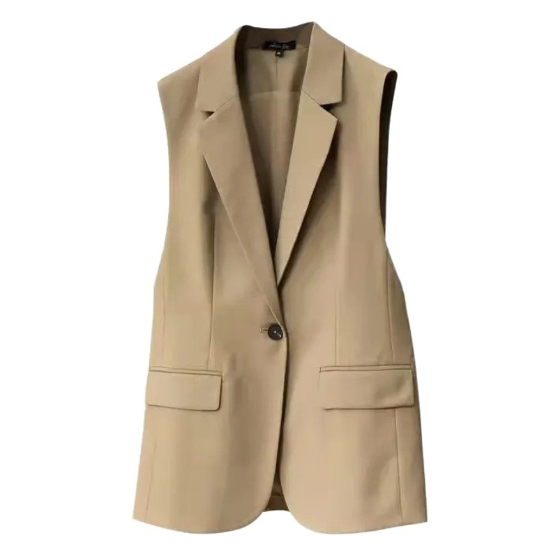 スーツのベストの女性の秋の2025新型のゆったりした外は袖なしの春と秋のノースリーブのスーツのベストのコートの女性に乗ります。