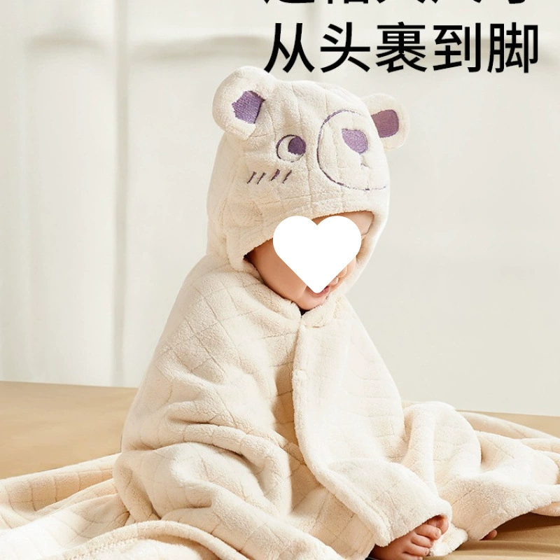 Детское банное полотенце, детский халат с капюшоном, носимый детский купальный коралловый бархат, утолщенная весенне-летняя сумка для полотенец