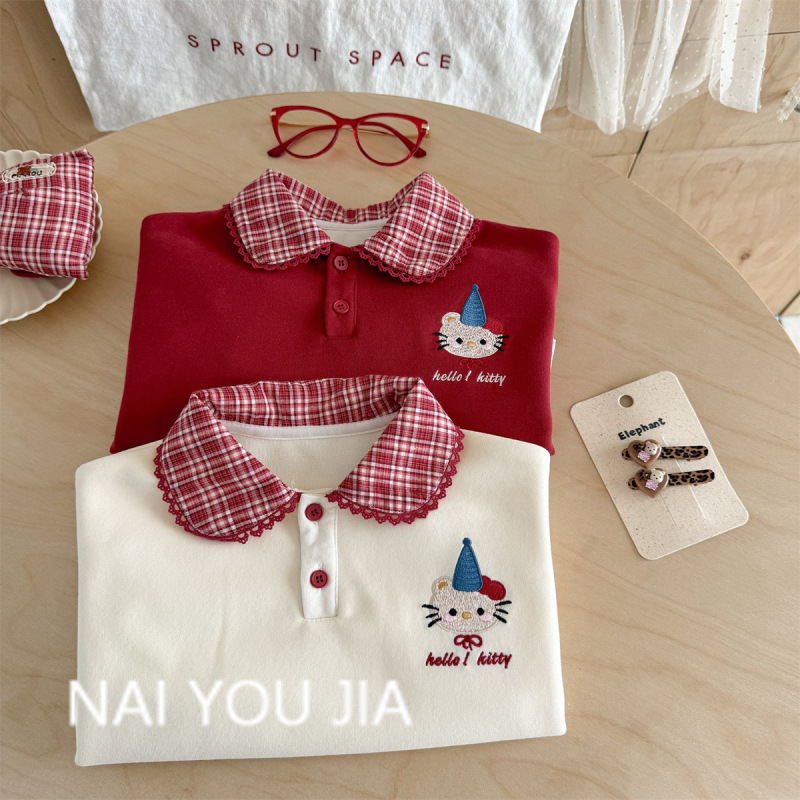 奶油卫衣秋装2025新款宝宝公主上衣童装套头衣服春秋款儿童polo衫|undefined