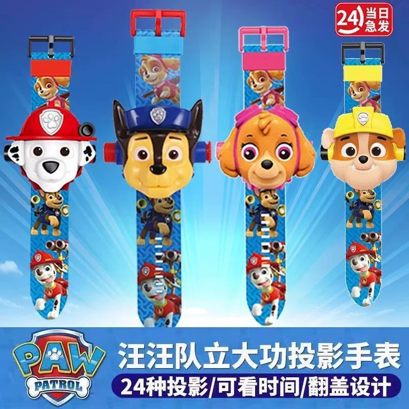 Детские светящиеся часы с проекцией мультфильмов, игрушечные часы «Щенячий патруль», часы принцессы Эльзы, 3 года, 6 лет