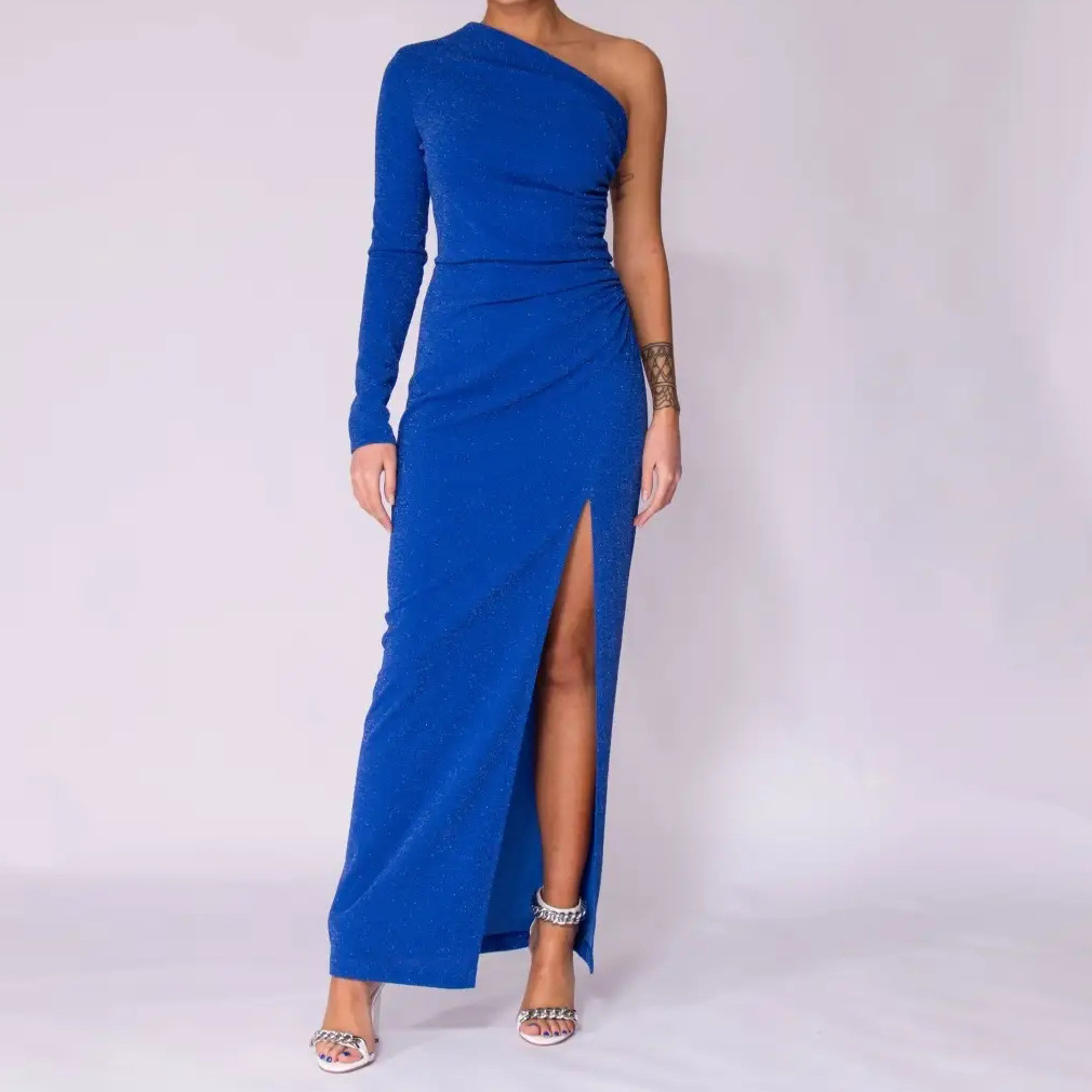 Women's Clothing One shoulder dress with slits_voghion.com