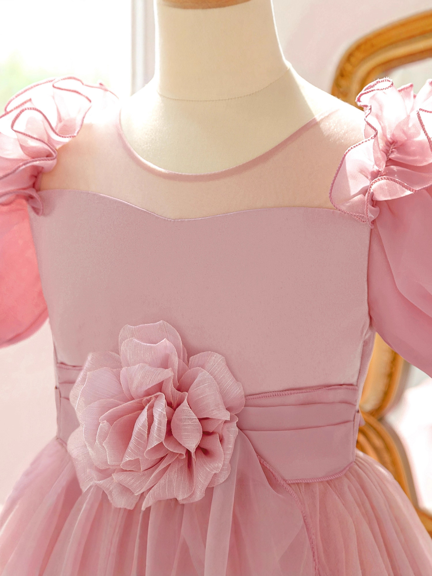 Nuevo vestido de bebé vestido de burbuja manga vestido de princesa flor estereoscópico vestido largo vestido de fiesta al por mayor transfronterizo