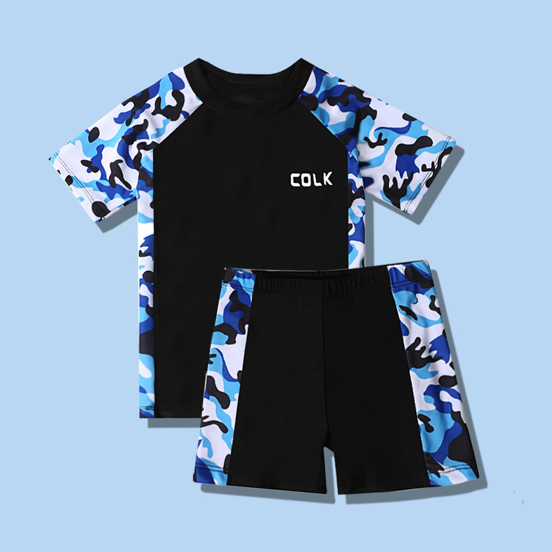 Bañador infantil nuevo juego de baño para niños secado rápido, pantalones de baño de doble capa para niños mayores, equipo de natación