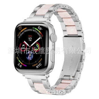 工厂跨境热卖适用iwatch表带树脂+钢带苹果apple watch手表带批发