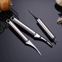 ステンレス製エビの背開けナイフ、キッチン用、両頭エビナイフ、内臓除去、魚の腹開け、尖ったナイフ、卸売専用
