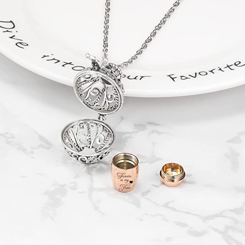 Deseo de la venta caliente de acero inoxidable vintage hueco hueso ceniza colgante para siempre en mi corazón hueso ceniza tarro