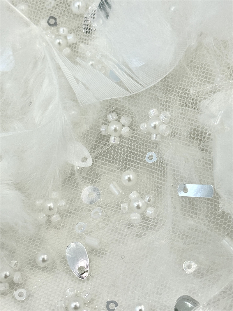 Pluma bordada sequinilla tejido bordado sequinilla alta industria pesada hada vestido de boda vestido tela de moda image 8