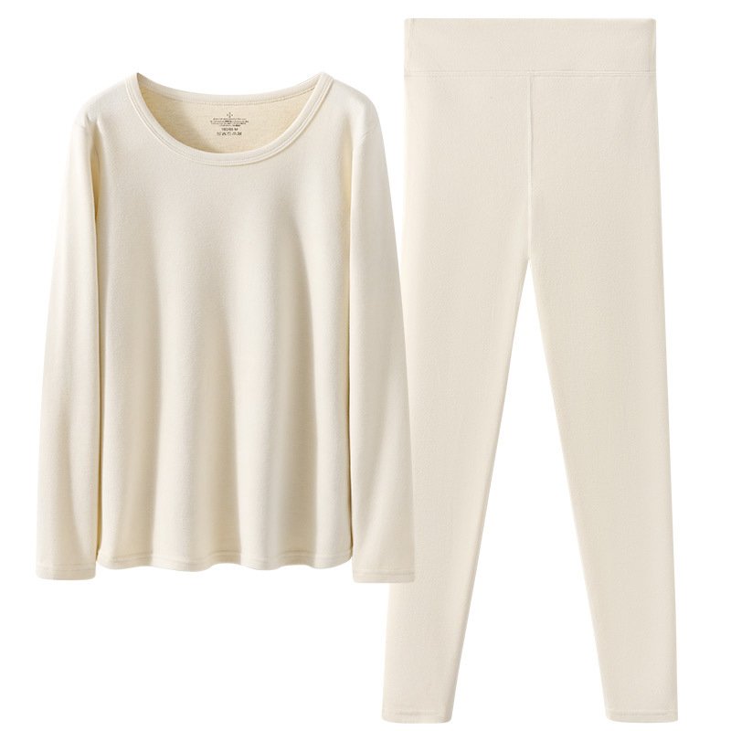 Ropa interior térmica para mujer, lana gruesa, seda, calor, otoño e invierno, ropa abrigada, ropa de otoño sin costuras, traje de pantalones largos para mujer