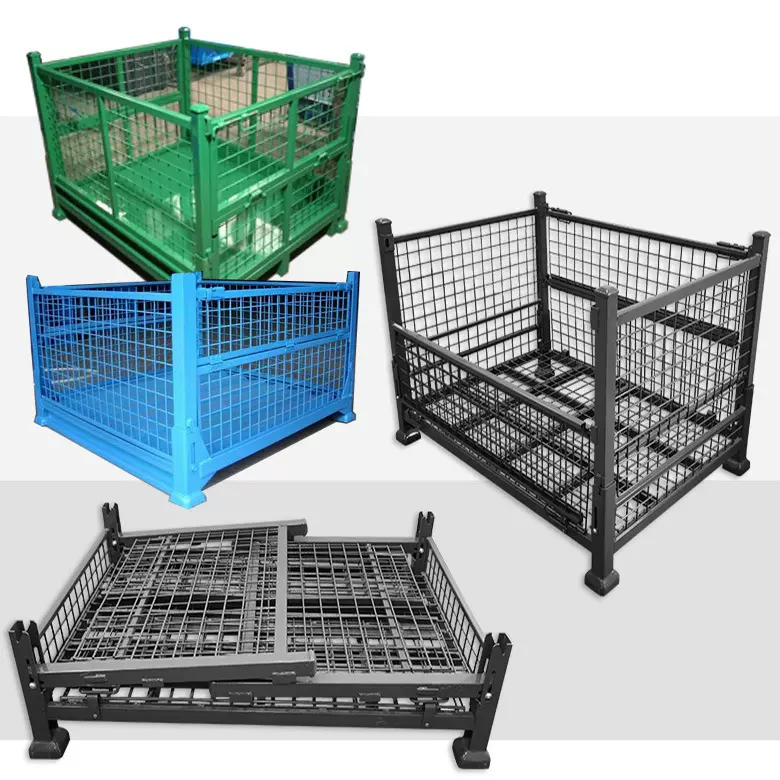 镀锌重型仓储笼 仓库折叠网框 厂家批发周转铁框折叠铁筐定制
