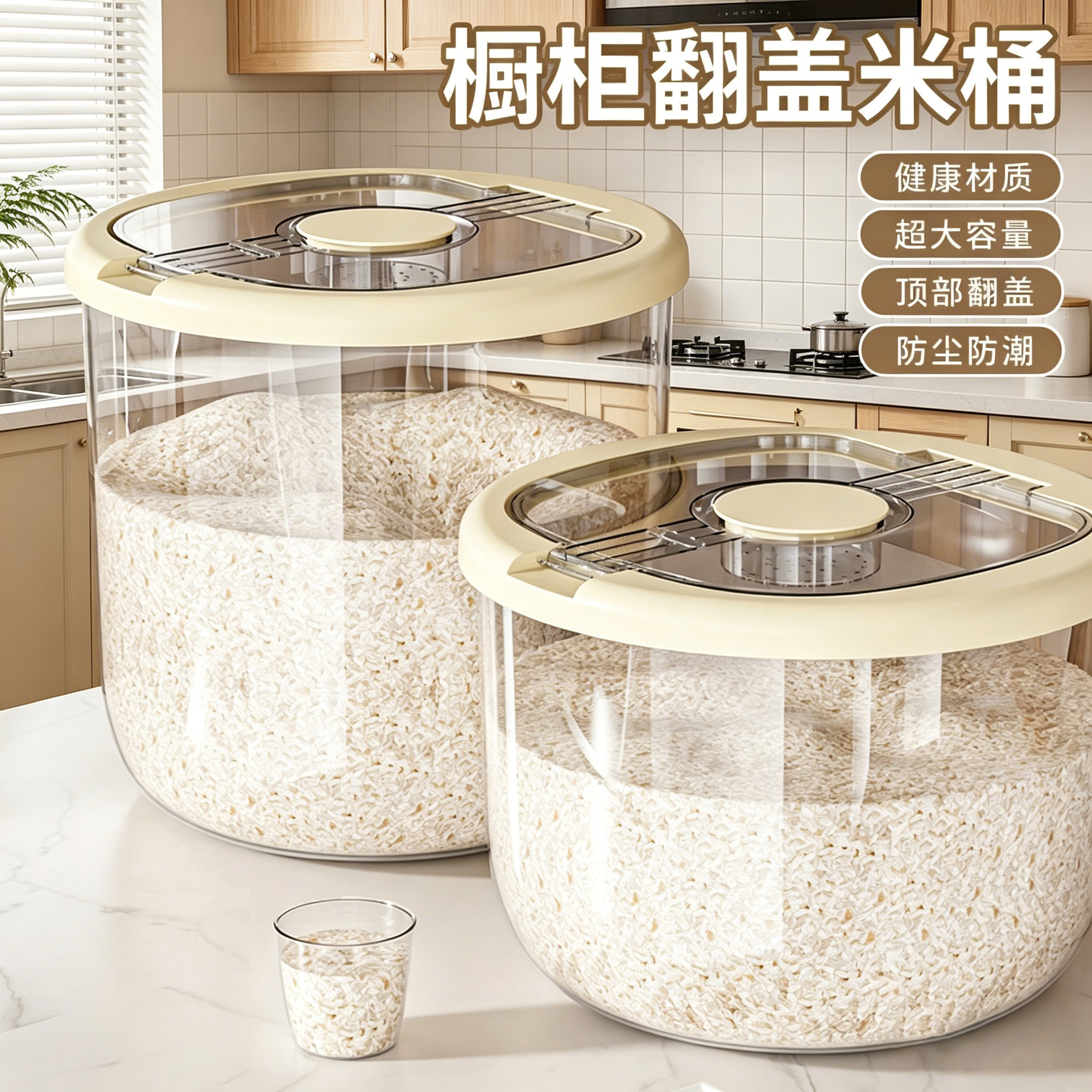 家用大容量米桶加厚塑料食品级材质带盖大米收纳盒面粉储存罐米缸
