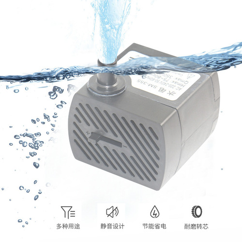 Aquarium Fish Tank Submersible Pump, Artificial Hill Fountain Craft Water Circulation Pump with Waterproof Flashing Perforated LED Lights