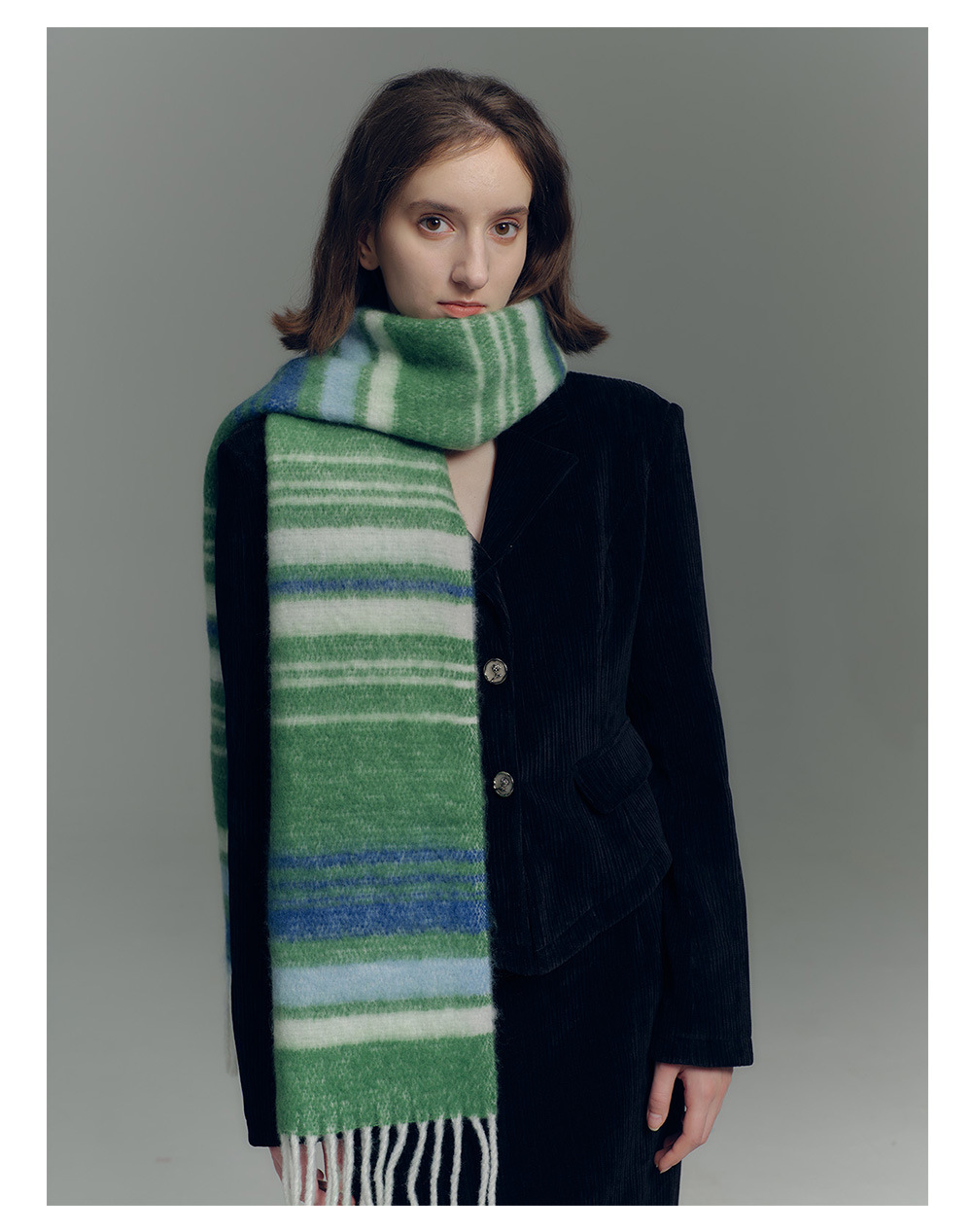 Sciarpa a righe design uomo e donna in morbido finto cashmere_voghion.com
