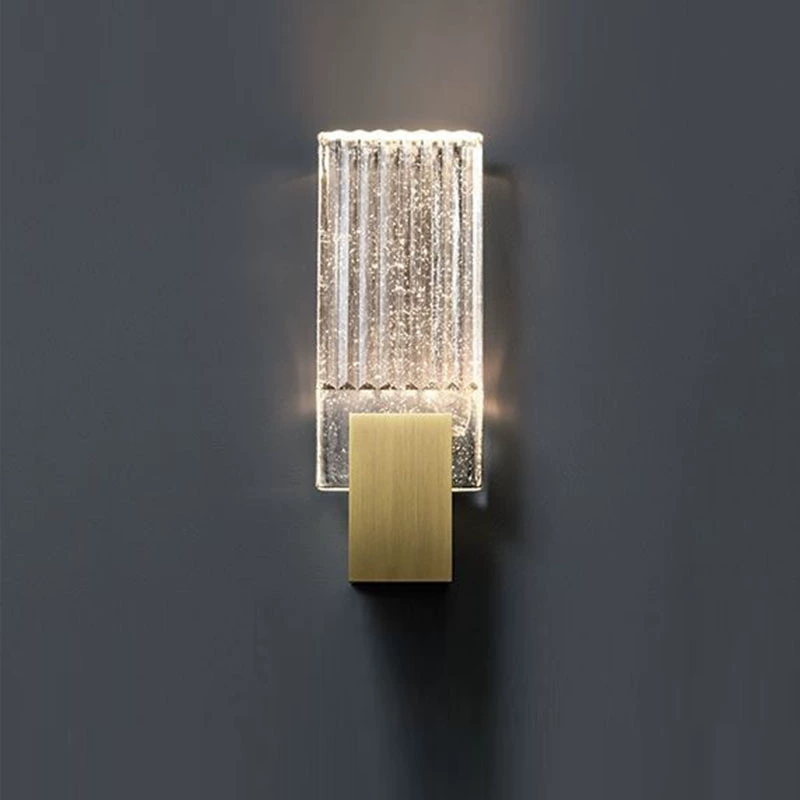 Wall Sconce stainless steel — Modern minimalist crystal wall lamp, 29×9×29 cm, light-luxury style