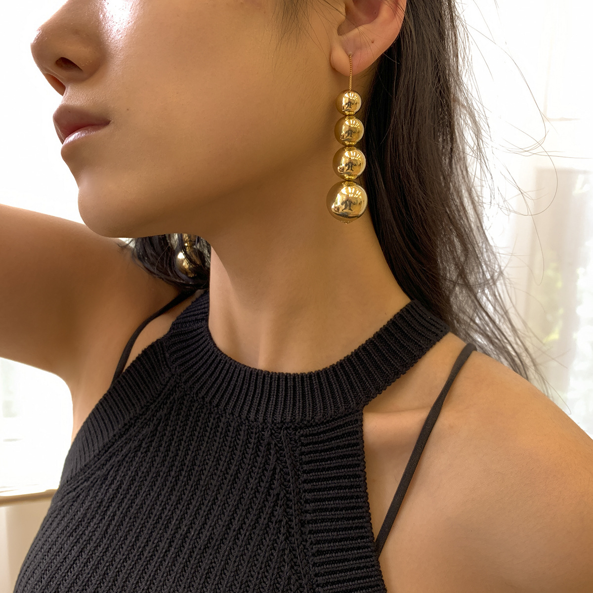 Fashion Pearl Geometric Metal Ccb Bead Pendant Earrings display picture 18