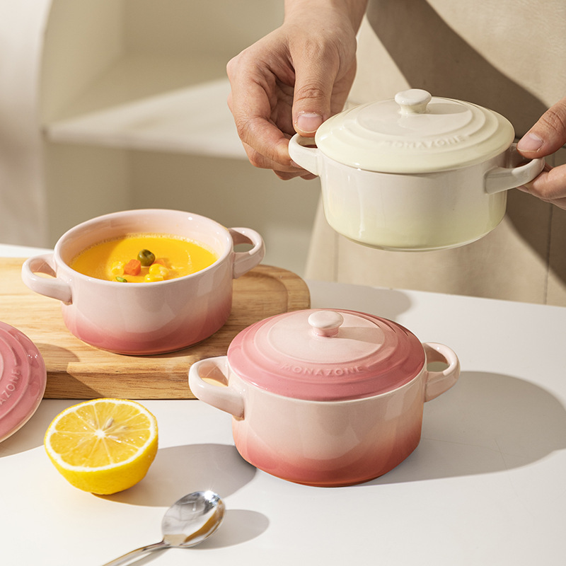 Modern Housewife MONAZONE Steamed Egg Bowl Steamed Egg Soup Special Bowl Household Baby Steamed Bowl Ceramic Bowl with Cover Stew Pot