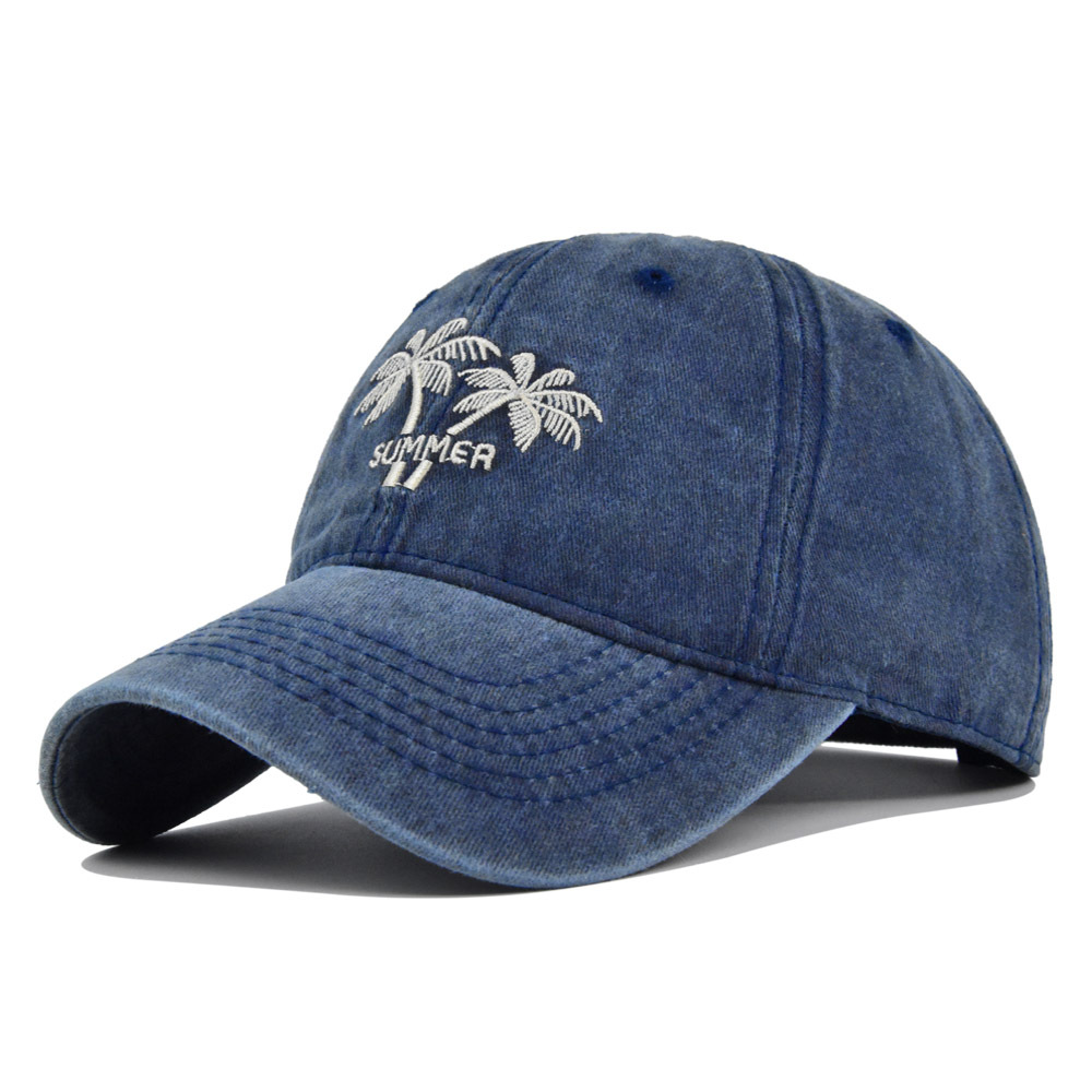 Mens Baseball Cap With Coconut Embroidery Washed Cotton Sun Visor_voghion.com