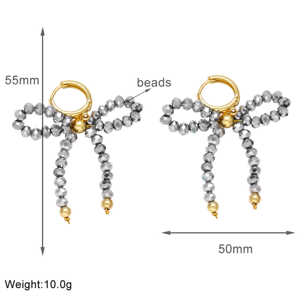 1 Pair Simple Style Bow Knot Plating Artificial Crystal Copper 18K Gold Plated Earrings display picture 3