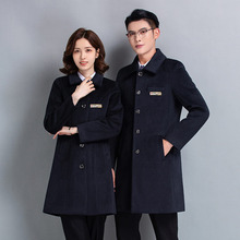 修身加厚呢子中长款大衣男女同款行政4S酒店售楼部毛呢外套工作服