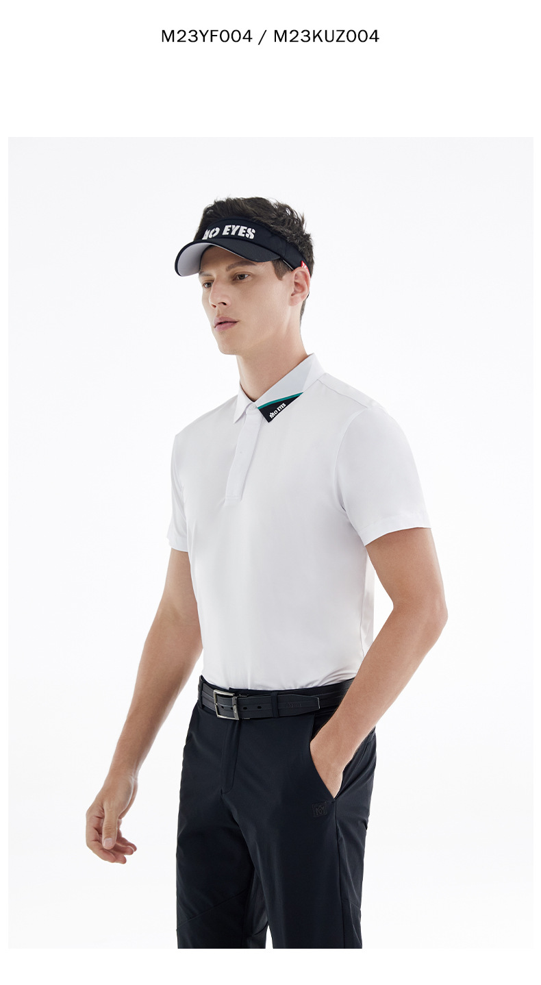 Áo phông thể thao nam ngắn tay chơi golf MMO EYES, chất liệu co giãn cao thoáng khí — M23YF002-Áo màu xanh lá cây, M23YF005-Áo màu xám, M23YF004-Áo màu đen, M23YF005-Áo màu trắng chi tiết 9