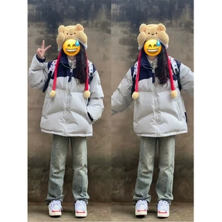 官图立领撞色棉服女冬新款韩版宽松加厚设计感小众棉袄现货款爆款