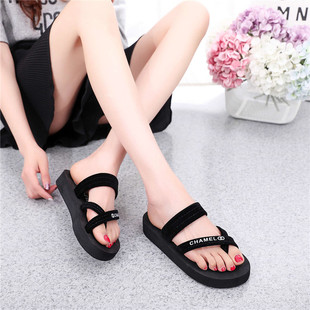 Mid-heel Casual Beach Women's Slippers Women's Shoes Women's Sandals Women's Flip-flops Women's Summer Women's Fashionable Outer Wear Clip Feet