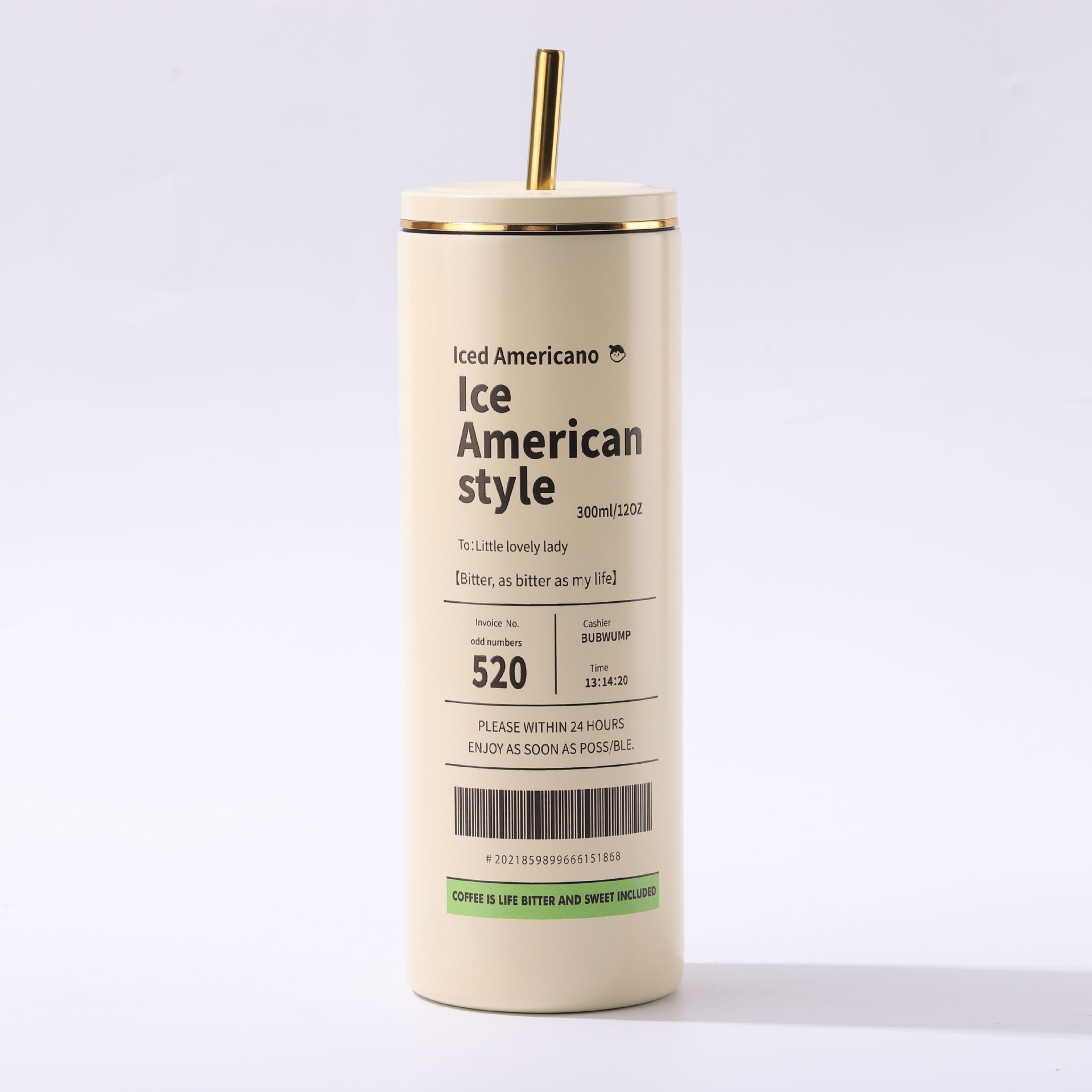 Transfronterizos nuevos ins taza de vacío de acero inoxidable simple de alto aspecto portátil taza de café taza de paja portátil