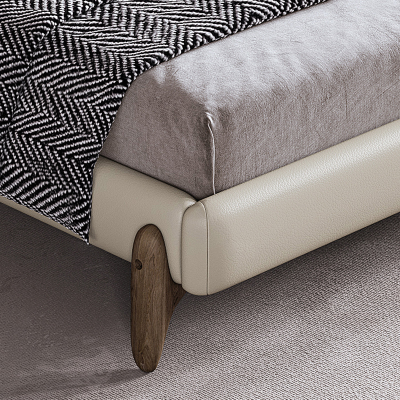 Moderno simple cama de cuero real dormitorio principal cama doble 1,8 m simple bolsa suave doble boda Cama grande cama 2023 nuevo