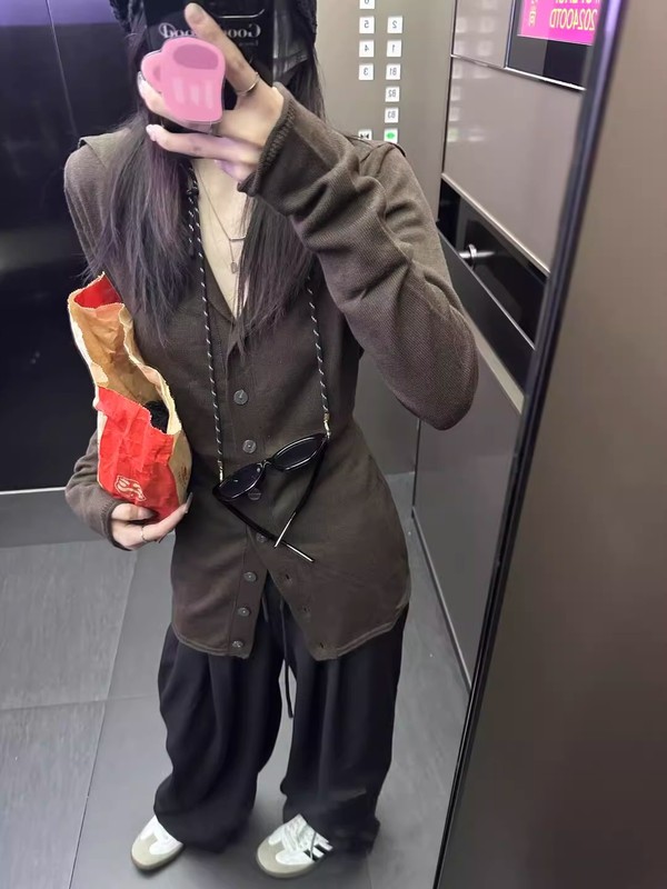 灰色针织开衫外套女秋冬毛衣内搭打底可外穿早秋韩系chic穿搭上衣|undefined