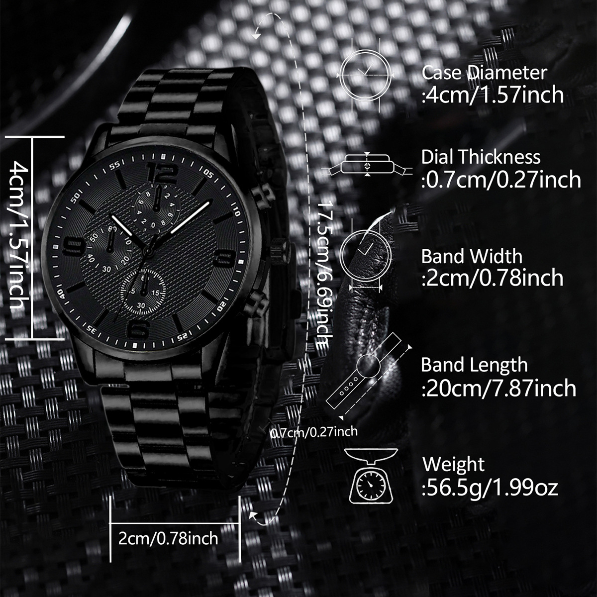 Cross-Border New Products Hot-Selling Fashion Digital Three-Eye Men's Watch with Leather Strap, Men's Wristwatch, Direct from Manufacturer, Wholesale