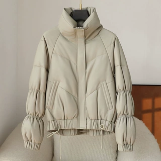 绵羊皮真皮羽绒服女2026秋冬新款立领鹅绒服美拉德海宁皮草外套厚