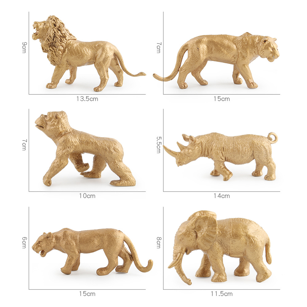 Jirafa de oro León rinoceronte decoración transfronteriza nueva decoración de zoológico de bosque dorado simulación de juguete