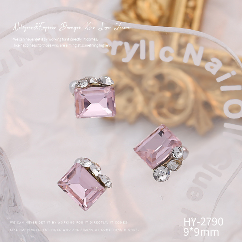 Celebridad en línea Maillard joyería de uñas de cristal pila diamante producto terminado flash torcido corazón grasa cuadrado hecho a mano perla joyería de uñas