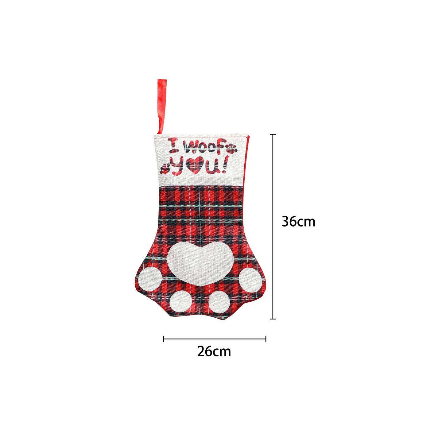 Cozy Plaid Christmas Stockings For Pets – Rustic Burlap Dog & Cat Fireplace Decor (6 Styles: Paw Print, Bone & Holiday Letters)_voghion.com