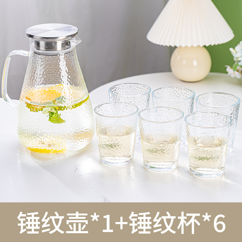 1.8L hammered pot + 6 hammered cups