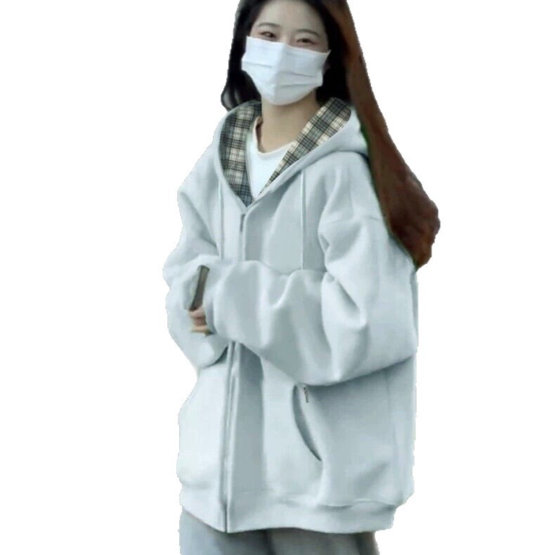 重磅华棉复合卫衣女新款宽松大码慵懒风拉链开衫外套超市批发品质|undefined