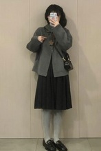 学生灰色连帽毛呢外套女冬季新款高级感小个子短款韩系呢子大衣