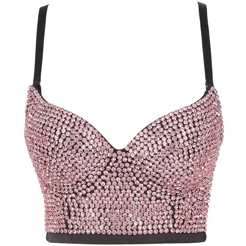 Sling Bralette (Lu Qiu) Embellished with Rhinestones & Beads, Colors, Sizes 34B–40C
